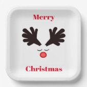 Merry Christmas Rudolph White Paper Bord (Voorkant)