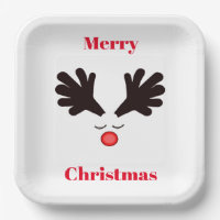 Merry Christmas Rudolph White Paper Bord