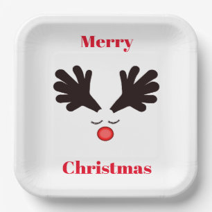 Merry Christmas Rudolph White Paper Bord