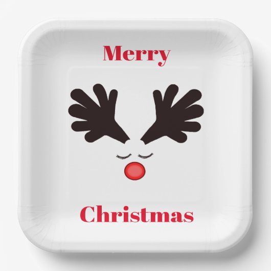 Merry Christmas Rudolph White Paper Bord (Voorkant)