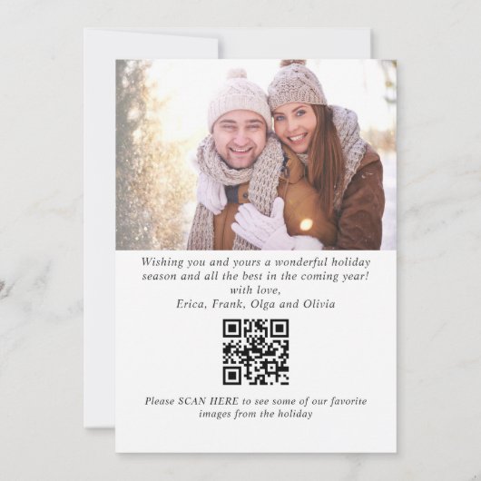 Merry Christmas Rustic 4 FOTO Wenselen QR code Feestdagenkaart (Achterkant)