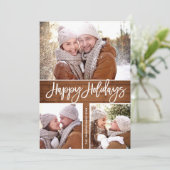 Merry Christmas Rustic 4 FOTO Wenselen QR code Feestdagenkaart (Staand voorkant)