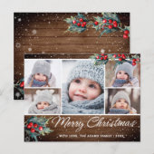 Merry Christmas Rustic 5 FOTO Wenskaart Briefkaart (Voorkant / Achterkant)