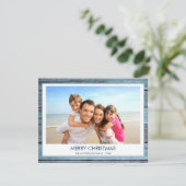 MERRY CHRISTMAS RUSTIC BEACH WOOD PHOTO FEESTDAGENKAART (Staand voorkant)
