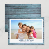 MERRY CHRISTMAS RUSTIC BEACH WOOD PHOTO FEESTDAGENKAART (Voorkant / Achterkant)