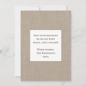 Merry Christmas Rustic Country Burlap Print Foto Feestdagenkaart (Achterkant)