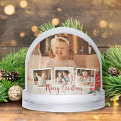 Merry Christmas Rustic Floral 4-Photo Snow Globe Sneeuwbol