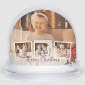 Merry Christmas Rustic Floral 4-Photo Snow Globe Sneeuwbol (Voorkant)