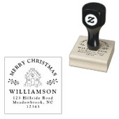 Merry Christmas Rustic Gingerbread Retouradres Rubberstempel (Gestempeld)