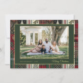 Merry Christmas Rustic Plaid Custom Photo  Feestdagenkaart (Voorkant)