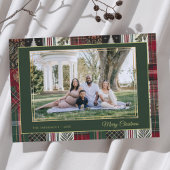 Merry Christmas Rustic Plaid Custom Photo  Feestdagenkaart