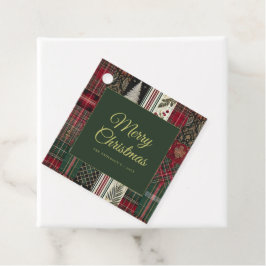 Merry Christmas Rustic Plaid Pattern Bedankjes Labels