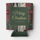 Merry Christmas Rustic Plaid Pattern Blikjeskoeler (Voorkant)
