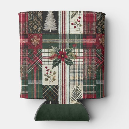 Merry Christmas Rustic Plaid Pattern Blikjeskoeler (Achterkant)