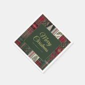 Merry Christmas Rustic Plaid Pattern Servet (Hoek)