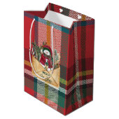 Merry Christmas Rustic Plaid Red and Green Medium Cadeauzakje (Achterkant Gekanteld)