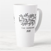 Merry Christmas Rustic Ribbon familienaam Latte Mok (Rechterhoek)