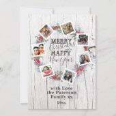 Merry Christmas Rustic Wood 7 Fotokrans Feestdagenkaart (Voorkant)