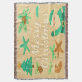 Merry Christmas Sage Green Deken (Voorkant Verticaal)