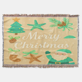 Merry Christmas Sage Green Deken