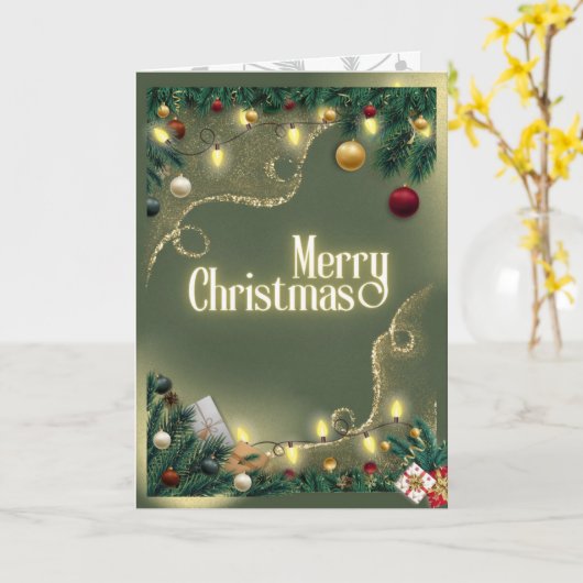 Merry Christmas Sage Kaart (Gele Bloem)