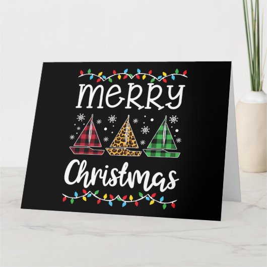 Merry Christmas Sailboat Sailing Lover Xmas Gift Kaart (Voorkant)