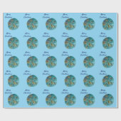 Merry Christmas Sanddollar Pattern Abstract Blauw Cadeaupapier (Vlak)