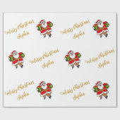 Merry Christmas Santa Aangepaste naam Gepersonalis Cadeaupapier (Vlak)