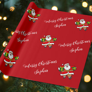 Merry Christmas Santa Aangepaste naam Gepersonalis Cadeaupapier