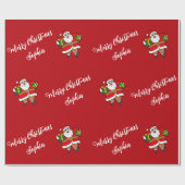 Merry Christmas Santa Aangepaste naam Gepersonalis Cadeaupapier (Vlak)