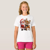 Merry Christmas Santa and Deer T-shirt (Voorkant volledig)