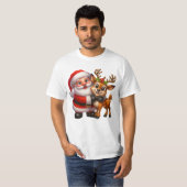 Merry Christmas Santa and Deer T-shirt (Voorkant volledig)