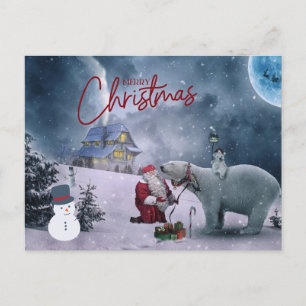 Merry Christmas Santa and Polar Bear Briefkaart