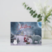 Merry Christmas Santa and Polar Bear Briefkaart (Staand voorkant)