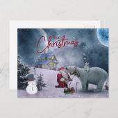 Merry Christmas Santa and Polar Bear Briefkaart (Voorkant / Achterkant)