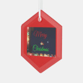 Merry Christmas Santa and Rudolph Glas Ornament (Voorkant links)