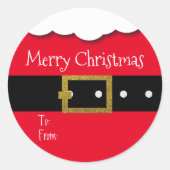Merry Christmas Santa Belt Gift label gepersonalis (Voorkant)