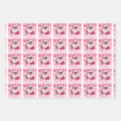 Merry Christmas Santa Blowing Bubble Gum Gift Wrap Inpakpapier Vel (Voorkant)