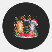 Merry Christmas Santa Cat Light Gorgeous Reindeer  Ronde Sticker (Voorkant)