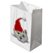 "MERRY CHRISTMAS" SANTA CAT MEDIUM CADEAUZAKJE (Voorkant Gekanteld)