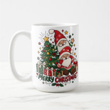Merry Christmas Santa & Christmas Tree Holiday Des