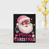 Merry Christmas Santa Claus Black Afro African Ame Kaart (Gele Bloem)
