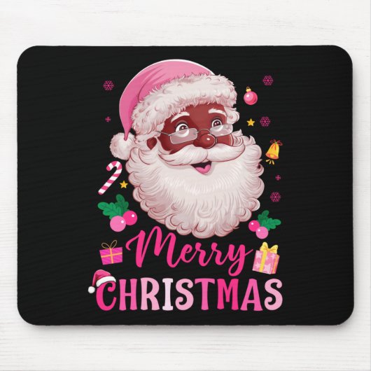 Merry Christmas Santa Claus Black Afro African Ame Muismat (Voorkant)