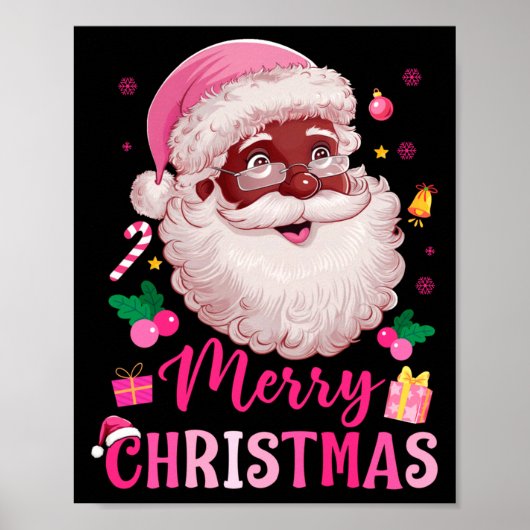 Merry Christmas Santa Claus Black Afro African Ame Poster (Voorkant)