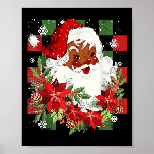Merry Christmas Santa Claus Black Afro African Ame Poster (Voorkant)