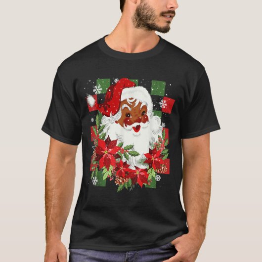 Merry Christmas Santa Claus Black Afro African Ame T-shirt (Voorkant)