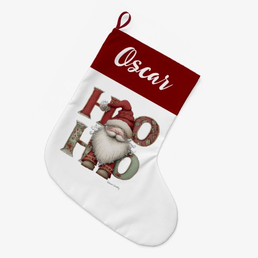 Merry Christmas Santa Claus Holiday Stocking Grote Kerstsok (Voorkant (Hangend))