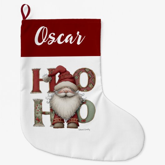Merry Christmas Santa Claus Holiday Stocking Grote Kerstsok (Voorkant)