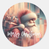 Merry Christmas Santa Claus Ronde Sticker (Voorkant)