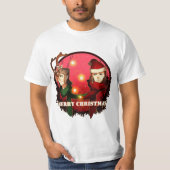 MERRY CHRISTMAS SANTA CLAUS SNOWMAN DEER LOKI THOR T-SHIRT (Voorkant)